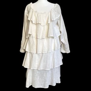 Chelsea & Theodore Ruffled White Cotton Dress